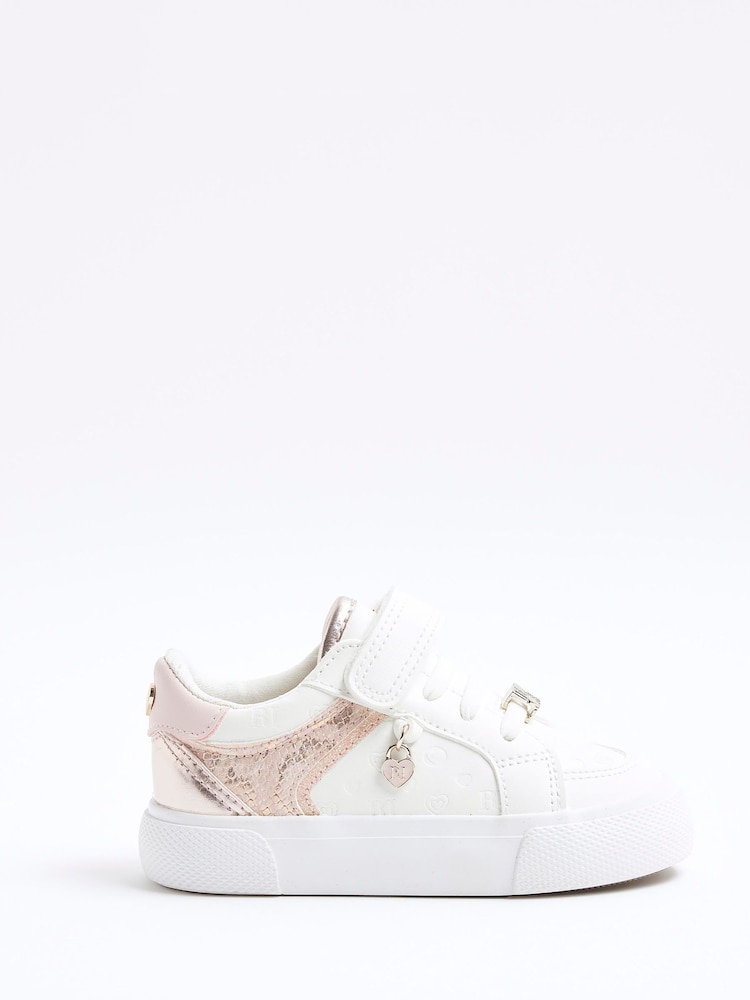 River Island White Girls Mono Trainers - Image 2 of 5 River Island White Girls Mono Trainers - Image 2 of 5