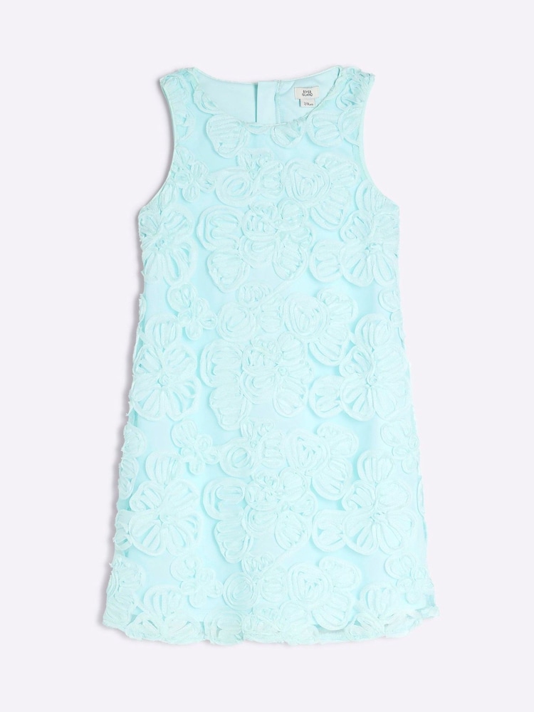 River Island Blue Girls 3D Flower Shift Dress - Image 1 of 4
