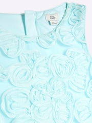 River Island Blue Girls 3D Flower Shift Dress - Image 3 of 4