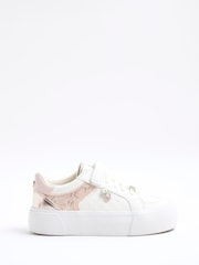 River Island Pink Girls Monogram Trainers - Image 1 of 4