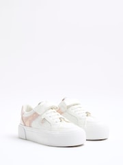 River Island Pink Girls Monogram Trainers - Image 2 of 4