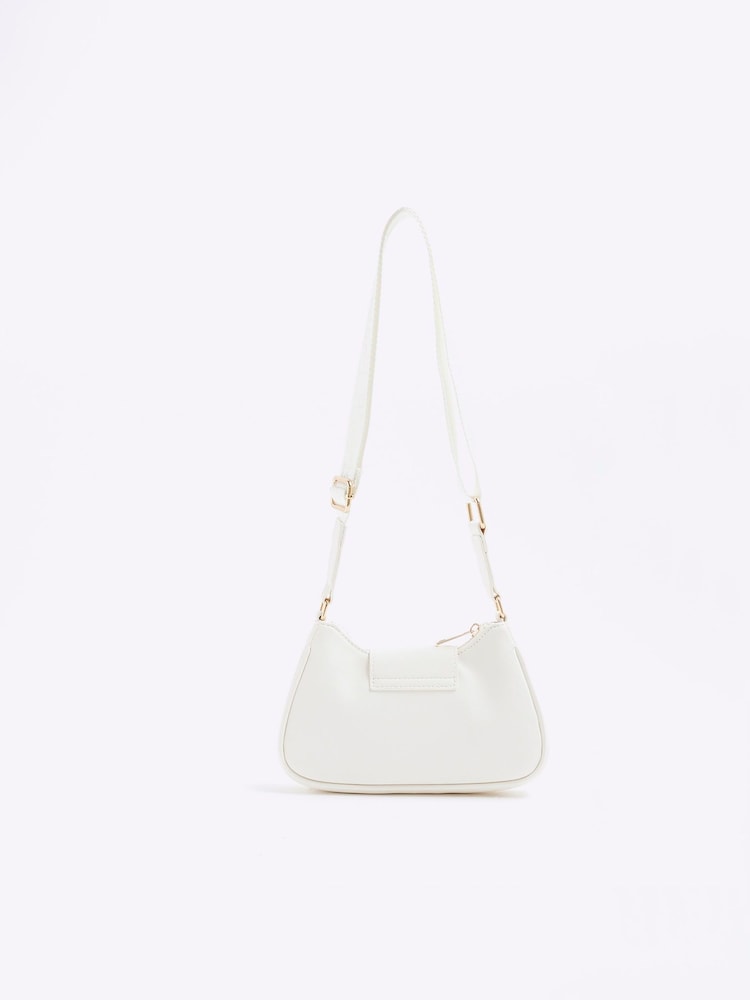 River Island White Girls Raffia Scoop Cross-Body Bag - Image 2 of 5