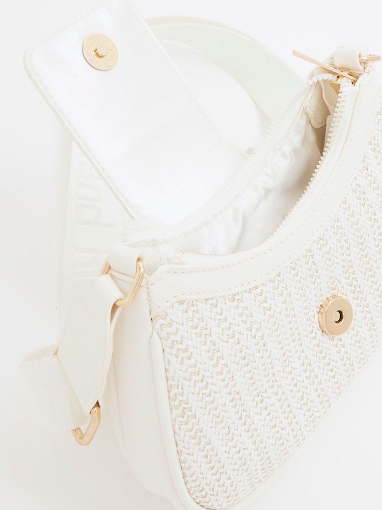 River Island White Girls Raffia Scoop Cross-Body Bag - Image 5 of 5 River Island White Girls Raffia Scoop Cross-Body Bag - Image 5 of 5