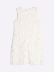 River Island Cream Girls 3D Flower Shift Dress - Image 2 of 5