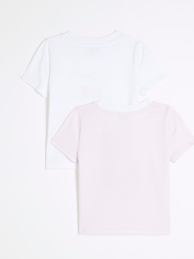 River Island Girls Graphic 100% Cotton Tops 2 Pack - Bild 2 von 4
