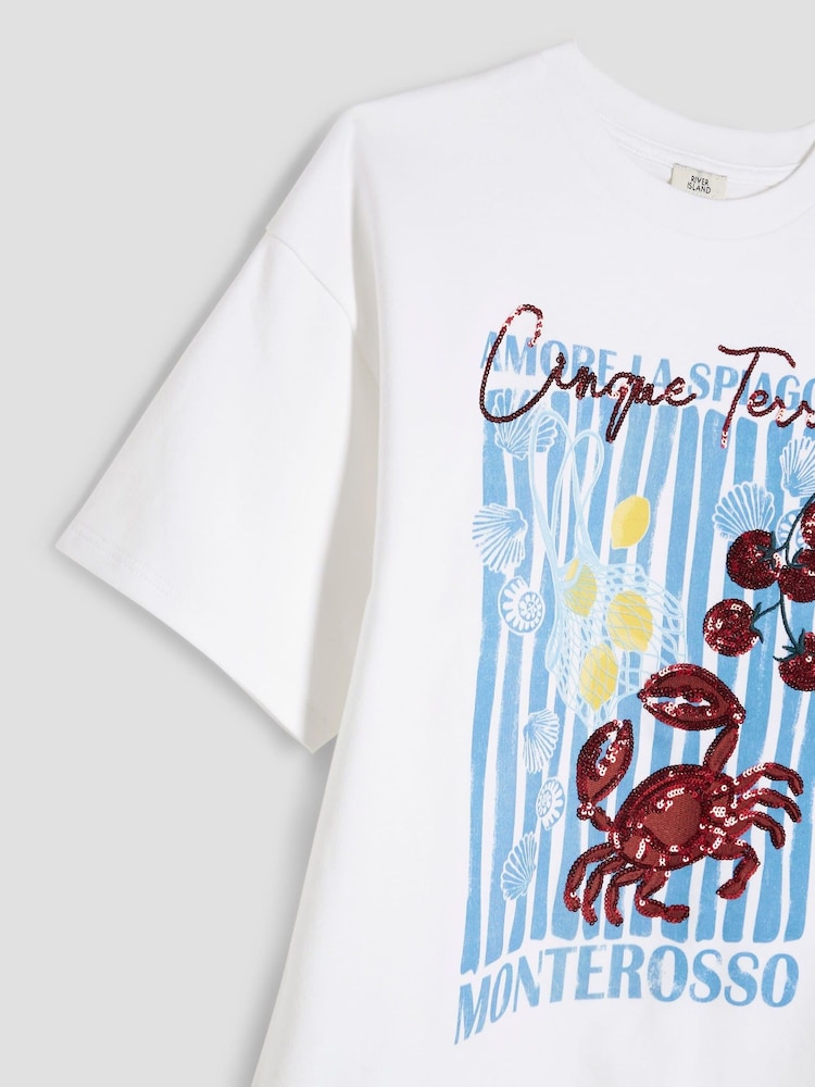 River Island White Girls Embellished 100% Cotton Top - Image 3 of 4