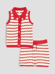 River Island Red Girls Stripe Polo Set - Image 1 of 5