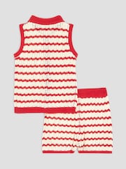 River Island Red Girls Stripe Polo Set - Image 2 of 5