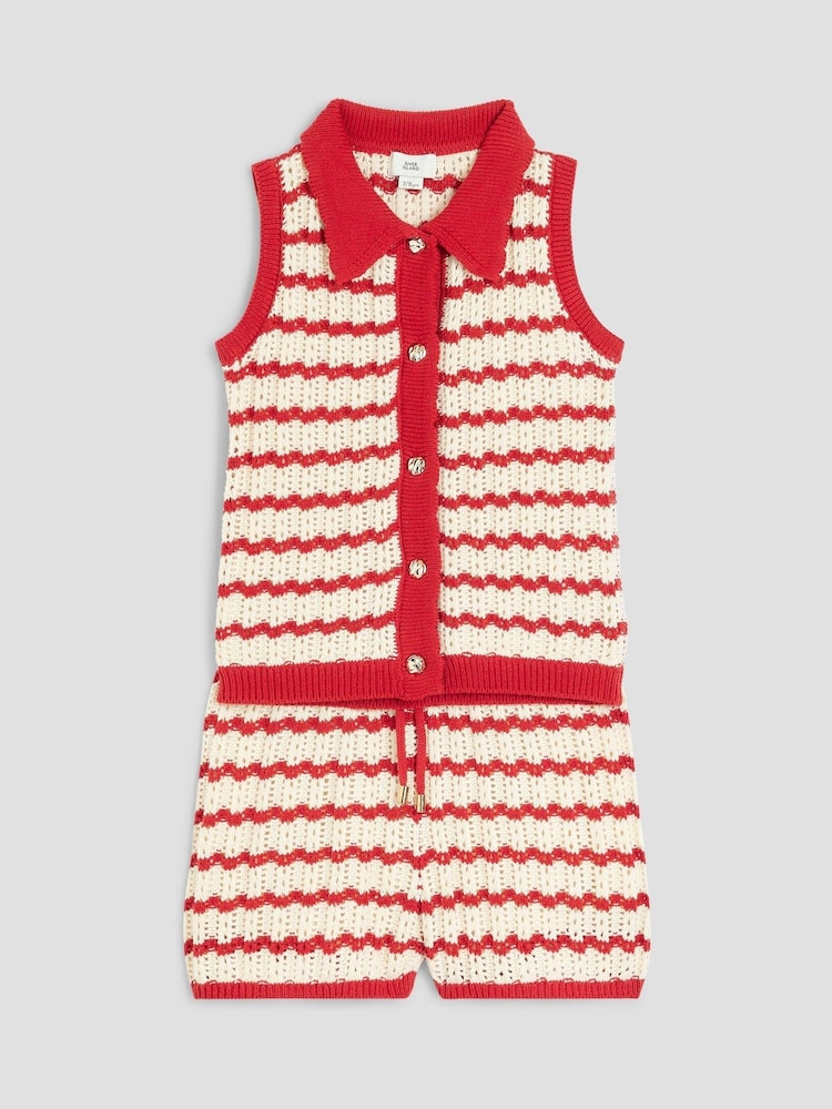 River Island Red Girls Stripe Polo Set - Image 3 of 5
