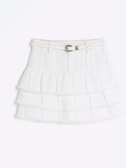 River Island White Girls 100% Cotton Denim Rara Skirt - Image 1 of 4