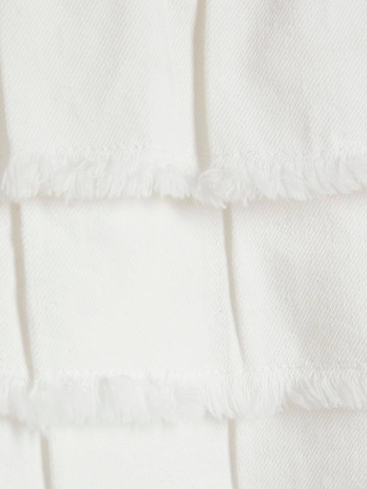 River Island White Girls 100% Cotton Denim Rara Skirt - Image 4 of 4