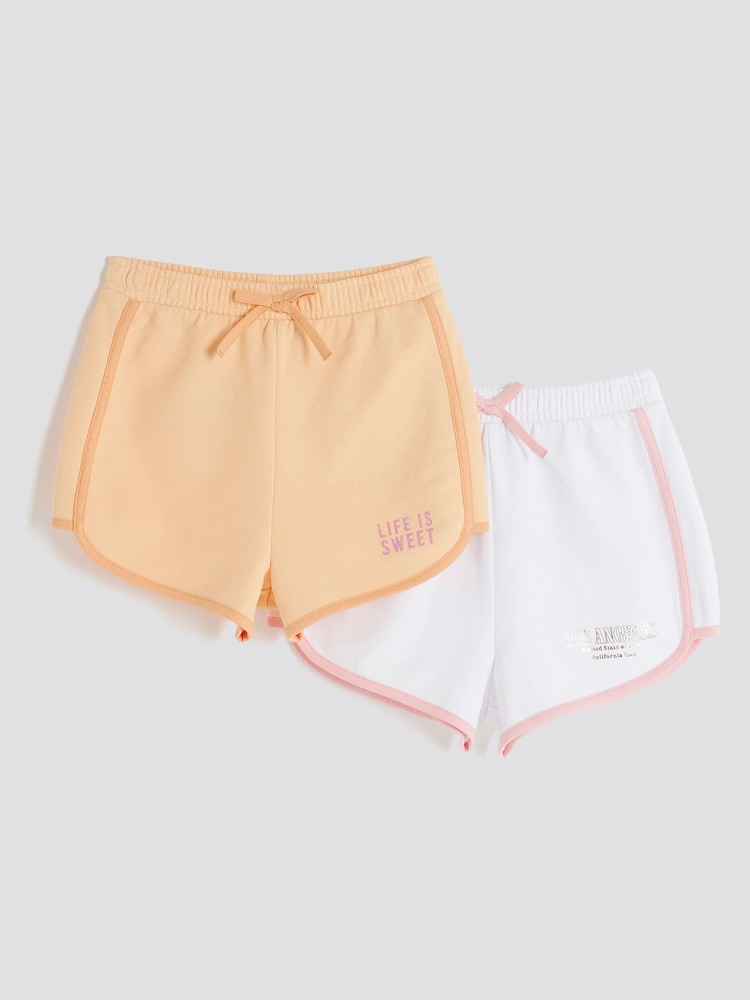 River Island Pink Girls Runner Shorts 2 Pack - Image 1 of 4
