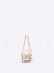 River Island Brown Girls Faux Leather Bow Monogram Bag - Image 2 of 4