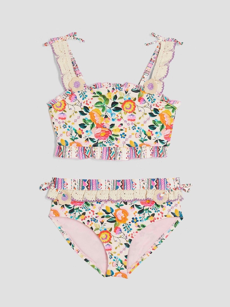River Island Cream Girls Crochet Bikini - Image 1 of 4