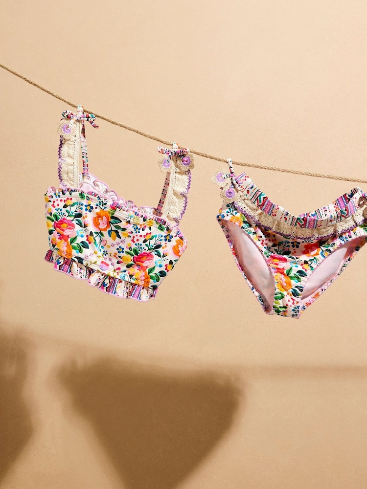 River Island Cream Girls Crochet Bikini - Image 5 of 5