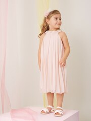 Lipsy Blush Pink Mini Pleated Occcasion Dress (2-6yrs) - Image 1 of 4