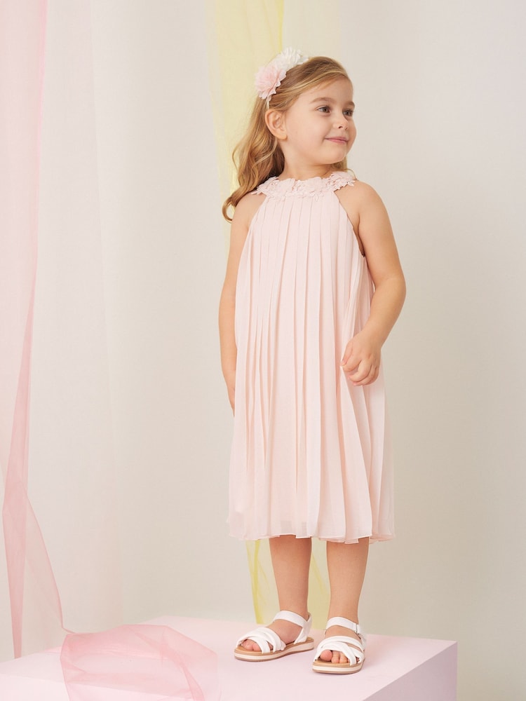 Lipsy Blush Pink Mini Pleated Occcasion Dress (2-6yrs) - Image 1 of 4 Lipsy Blush Pink Mini Pleated Occcasion Dress (2-6yrs) - Image 1 of 4