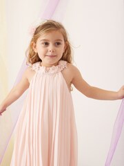 Lipsy Blush Pink Mini Pleated Occcasion Dress (2-6yrs) - Image 2 of 4