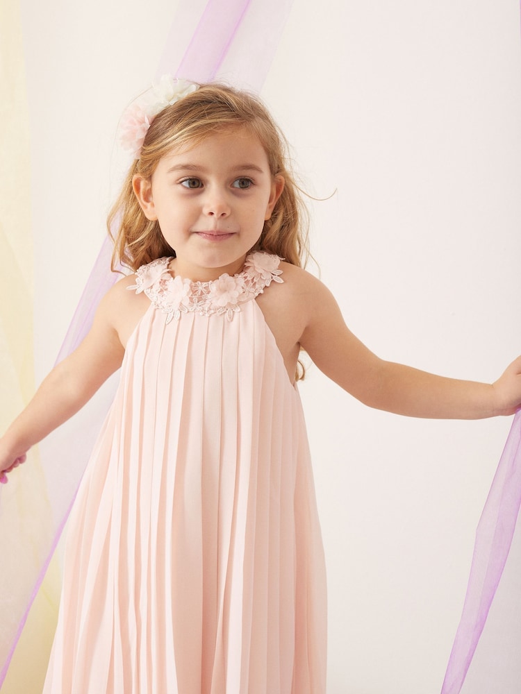 Lipsy Blush Pink Mini Pleated Occcasion Dress (2-6yrs) - Image 2 of 4 Lipsy Blush Pink Mini Pleated Occcasion Dress (2-6yrs) - Image 2 of 4