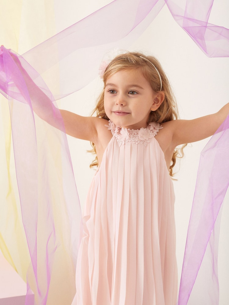 Lipsy Blush Pink Mini Pleated Occcasion Dress (2-6yrs) - Image 4 of 4 Lipsy Blush Pink Mini Pleated Occcasion Dress (2-6yrs) - Image 4 of 4