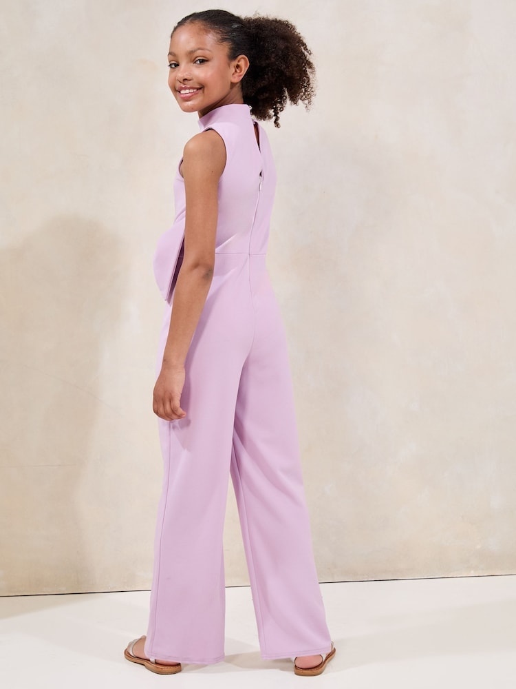 Lipsy Lilac Purple Statement Bow Jumpsuit (5-16yrs) - Image 4 of 4