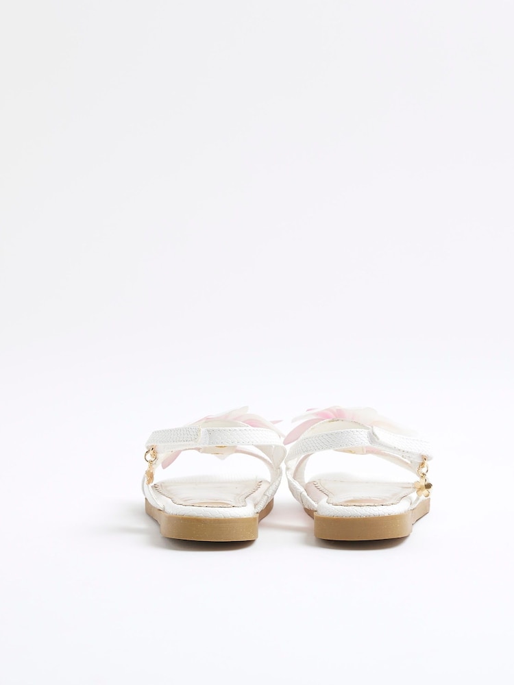 River Island White Girls Orchid Flower Sandals - Image 3 of 5