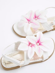 River Island White Girls Orchid Flower Sandals - Image 4 of 5