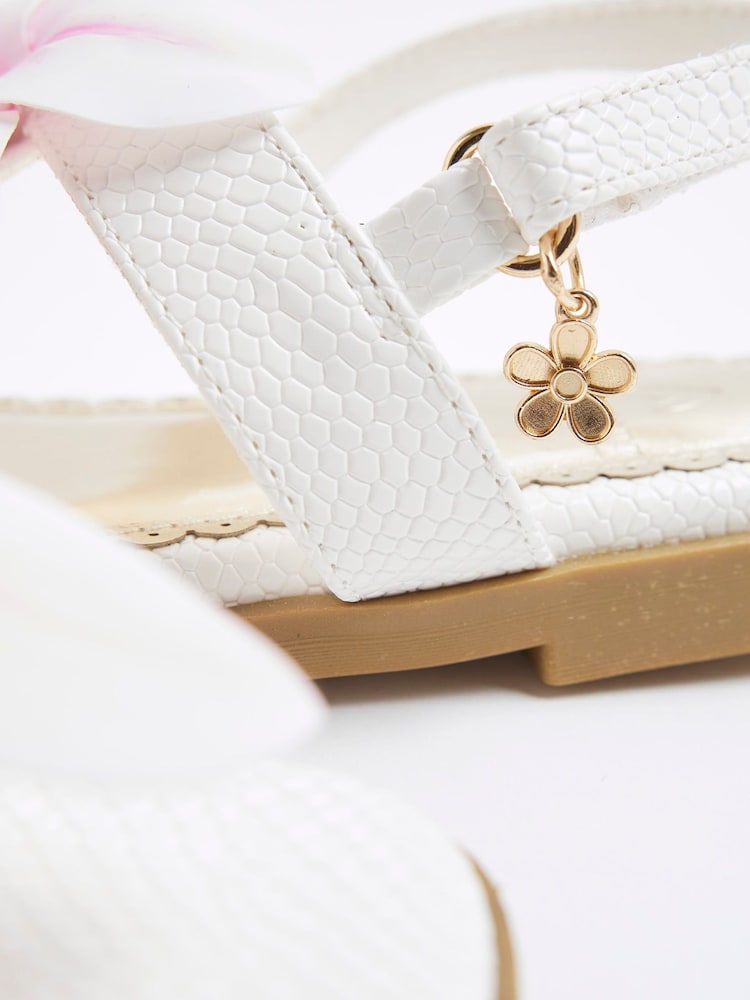 River Island White Girls Orchid Flower Sandals - Image 5 of 5
