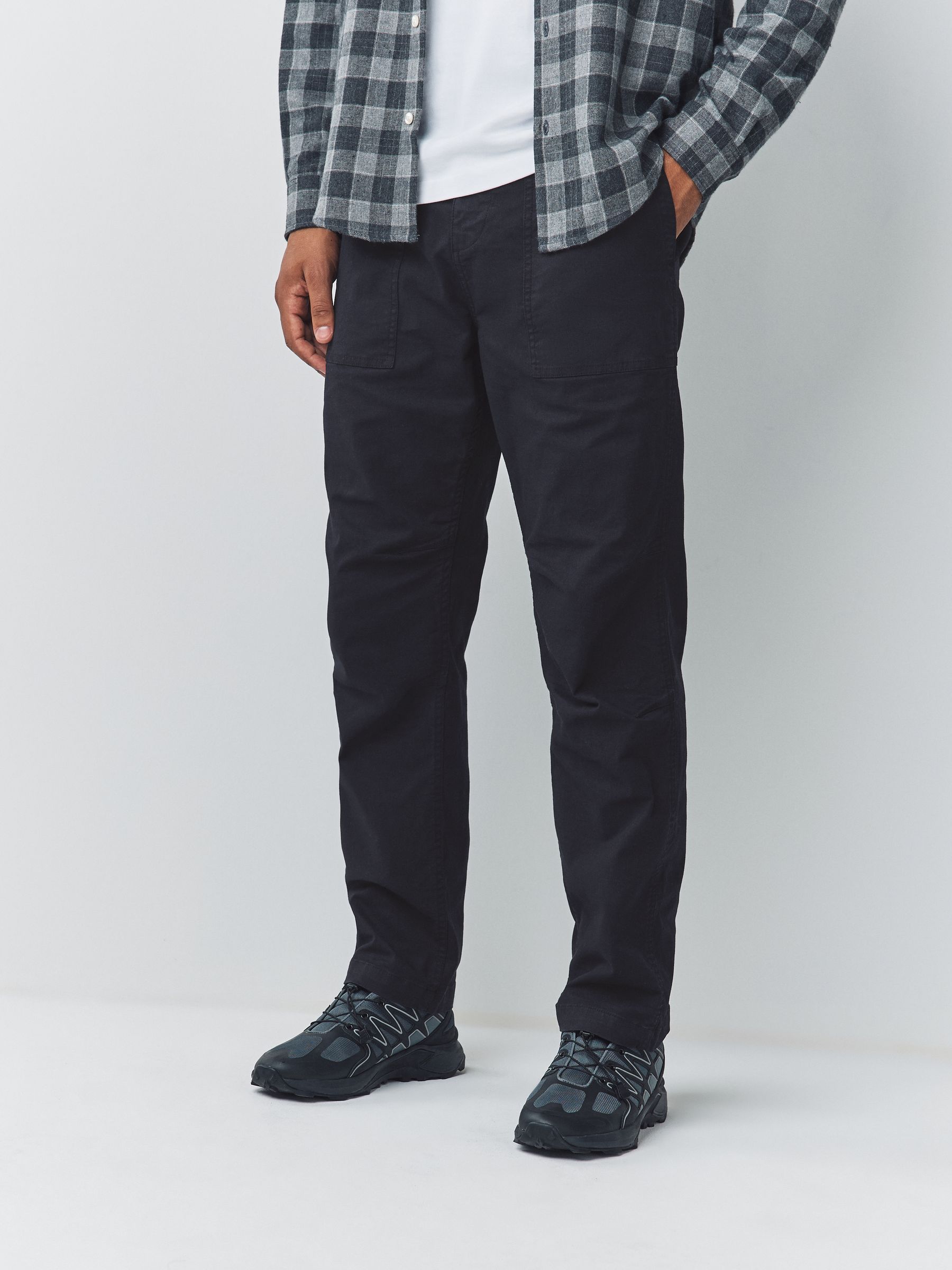 Buy Navy Relaxed Tapered Fit Authentic Cotton Rich Stretch