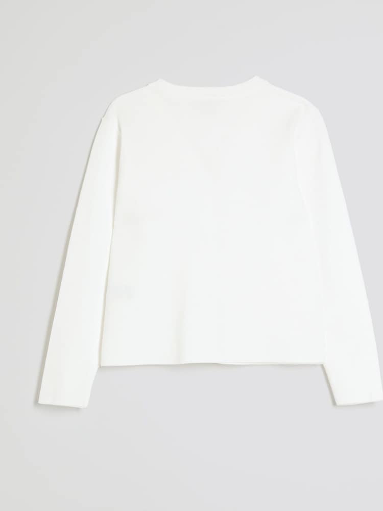 River Island White 3D Flower Cardigan - Image 2 of 4 River Island White 3D Flower Cardigan - Image 2 of 4