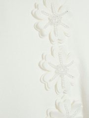River Island White 3D Flower Cardigan - Image 3 of 4