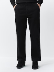Black Relaxed Fit Authentic Cotton Rich Stretch Trousers - Image 4 of 9