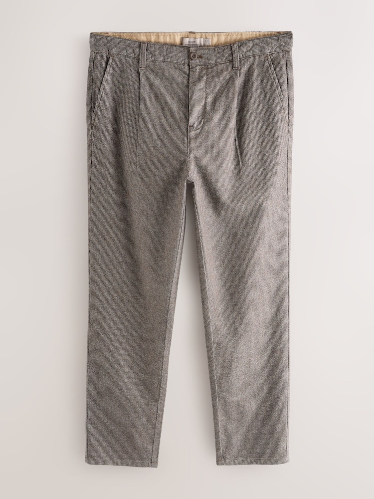 Brown Cotton Rich Dogtooth Trousers - Image 1 of 5