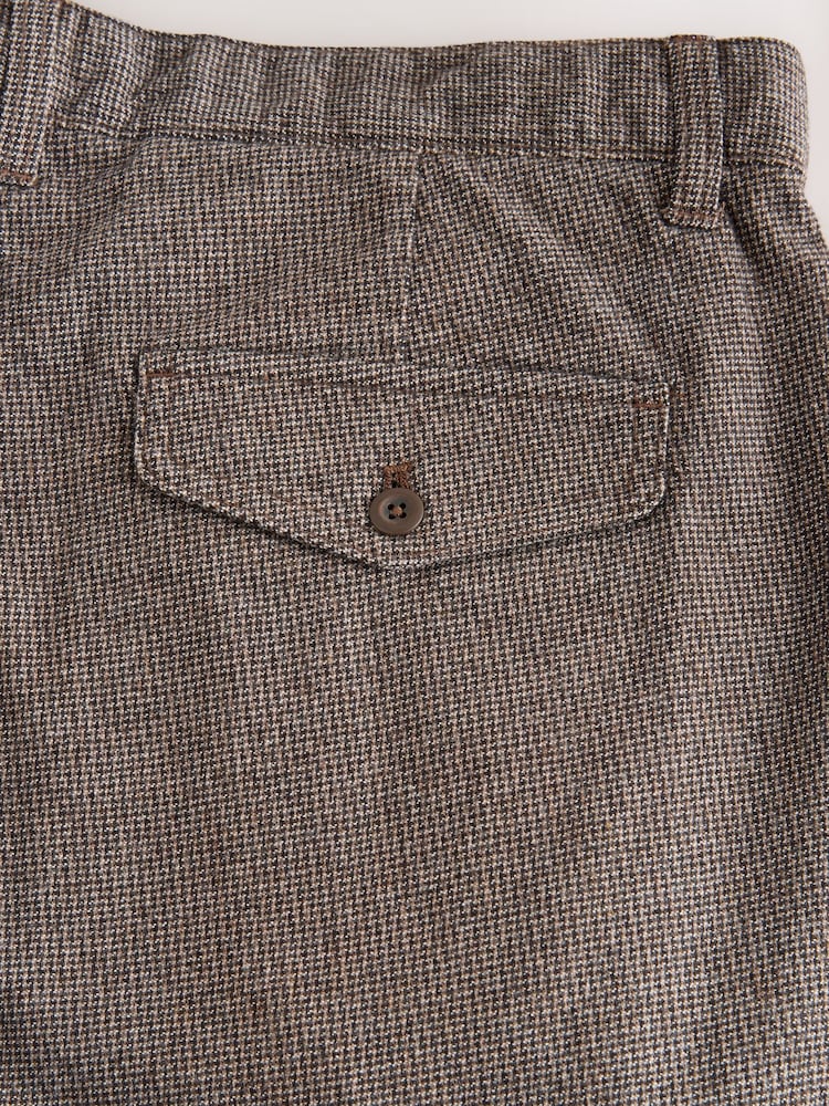 Brown Cotton Rich Dogtooth Trousers - Image 10 of 10 Brown Cotton Rich Dogtooth Trousers - Image 10 of 10