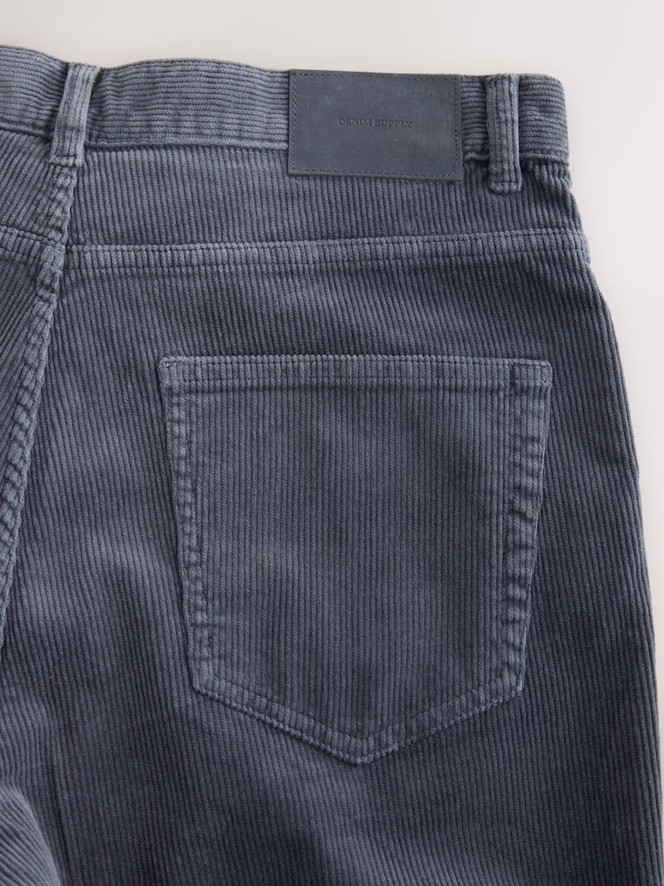 Blue Straight Fit Corduroy 5 Pocket Stretch Trousers - Image 5 of 5