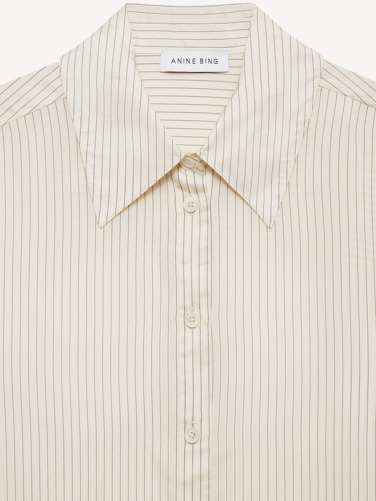 ANINE BING Cream Pinstripe Bridget Shirt - Image 6 of 6