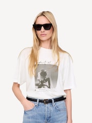 ANINE BING Cream Ashton Spirit T-Shirt - Image 1 of 4
