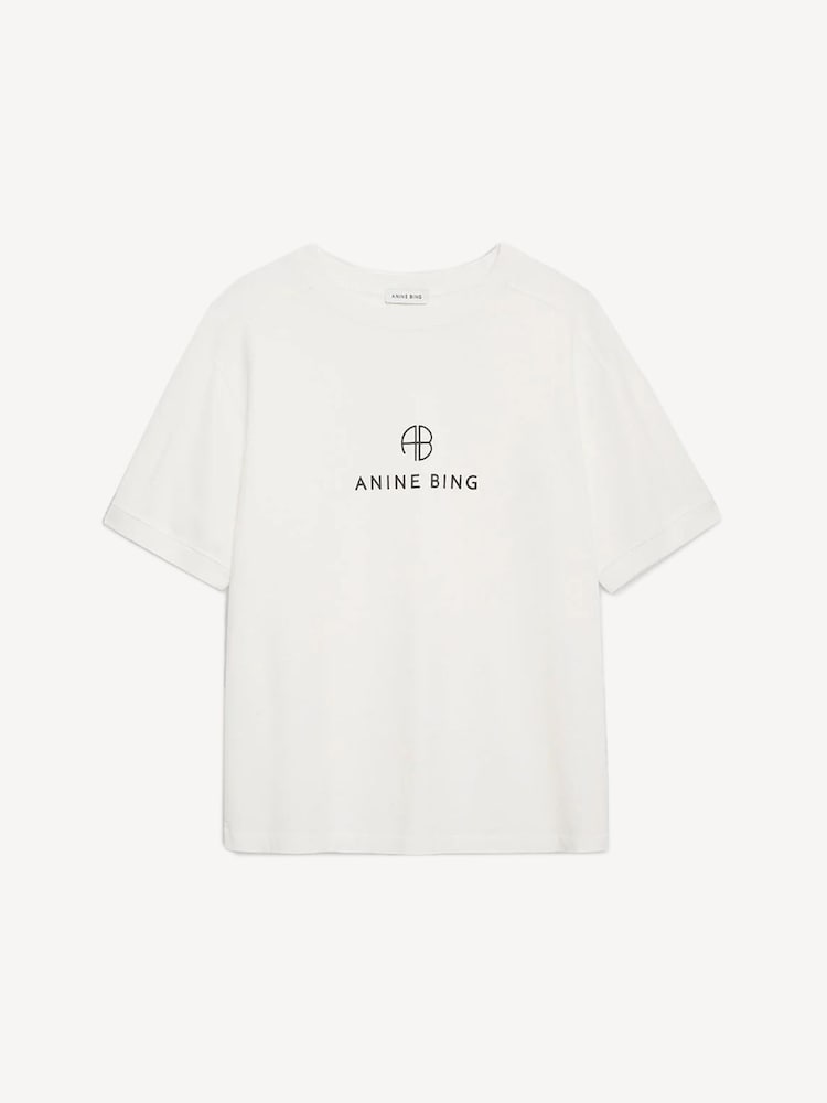 ANINE BING Cream Jaci Monogram Sweatshirt - Image 1 of 2 ANINE BING Cream Jaci Monogram Sweatshirt - Image 1 of 2