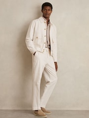 Reiss Easton Cotton-Blend Pinstripe Harrington Jacket - Imagen 3 de 7