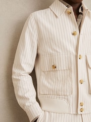 Reiss Easton Cotton-Blend Pinstripe Harrington Jacket - Imagen 4 de 7