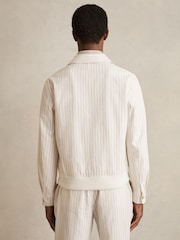 Reiss Easton Cotton-Blend Pinstripe Harrington Jacket - Imagen 5 de 7