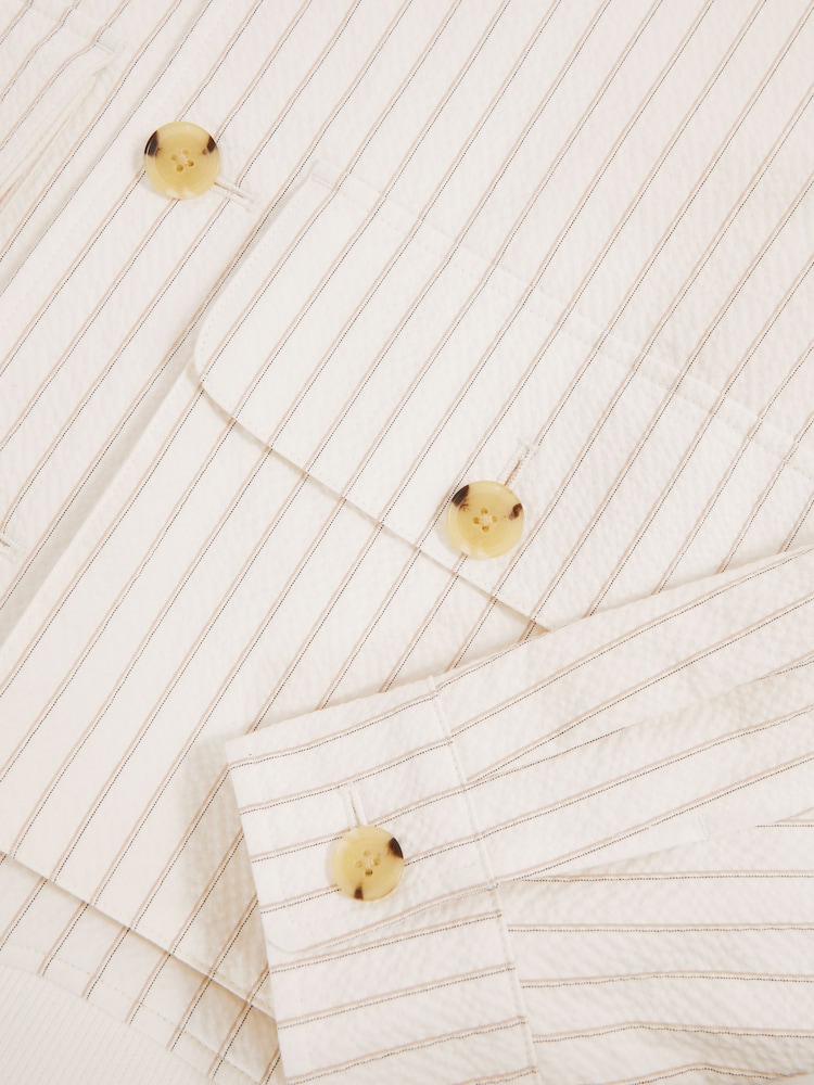 Reiss Easton Cotton-Blend Pinstripe Harrington Jacket - Imagen 7 de 7