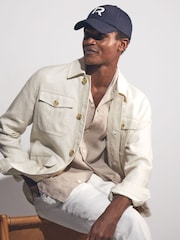 Reiss Off White Lotton Linen Four-Pocket Safari Jacket - Image 1 of 6
