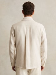 Reiss Off White Lotton Linen Four-Pocket Safari Jacket - Image 5 of 6