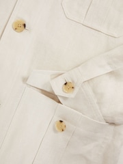 Reiss Off White Lotton Linen Four-Pocket Safari Jacket - Image 6 of 6