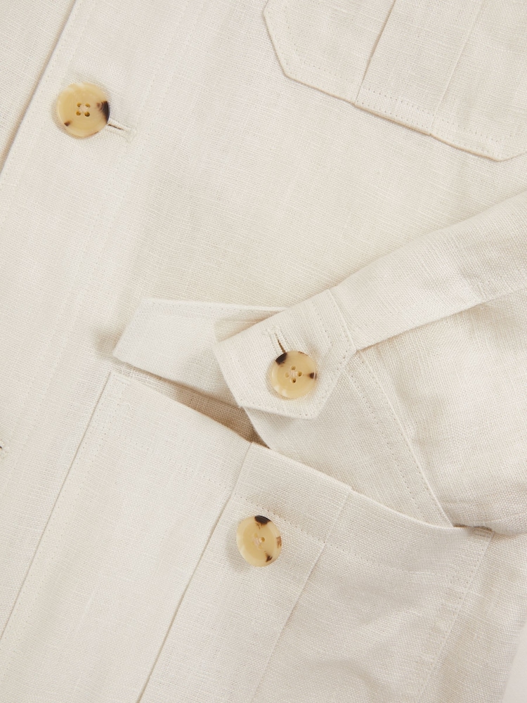 Reiss Off White Lotton Linen Four-Pocket Safari Jacket - Image 6 of 6