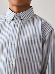 Reiss Blue/White Aplin 9-13 yrs Cotton-Poplin Striped Oversize Shirt - Image 1 of 4