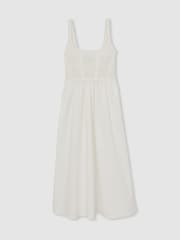 Reiss Ivory Kori Perforated-Knit Cotton-Skirt Midi Dress - Image 2 of 6