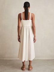 Reiss Ivory Kori Perforated-Knit Cotton-Skirt Midi Dress - Image 5 of 6