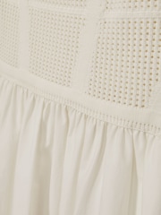 Reiss Ivory Kori Perforated-Knit Cotton-Skirt Midi Dress - Image 6 of 6